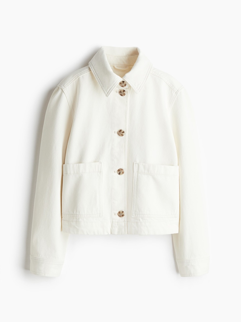 NWOT H&M Women's Cream Cotton Button-Front Jacket - Picture 1 of 5